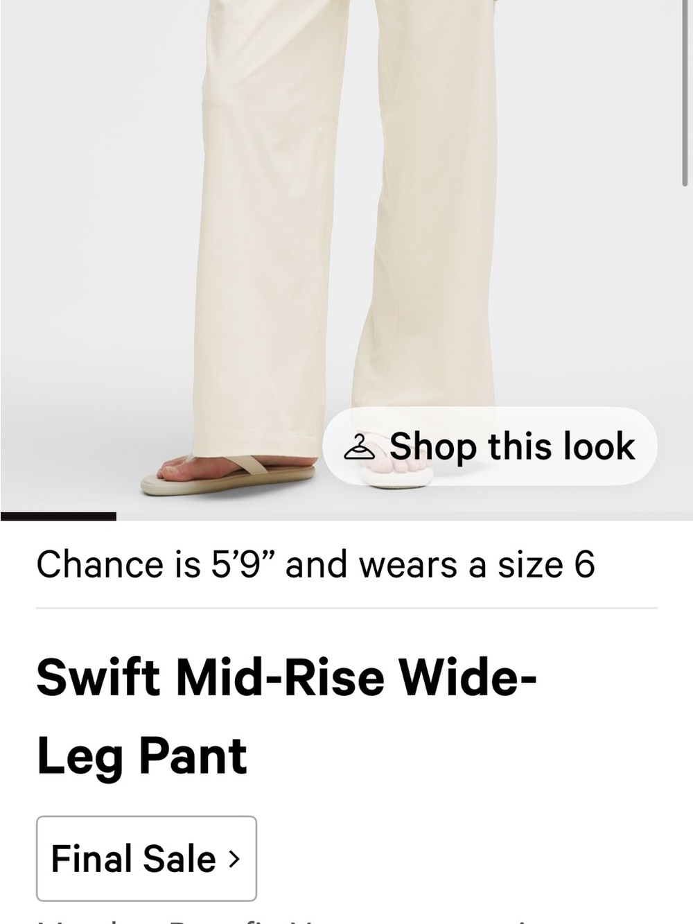 Lululemon Swift Mid-Rise Wide-Leg Pant Bone Size 12 EUC Barely Worn - Picture 8 of 11